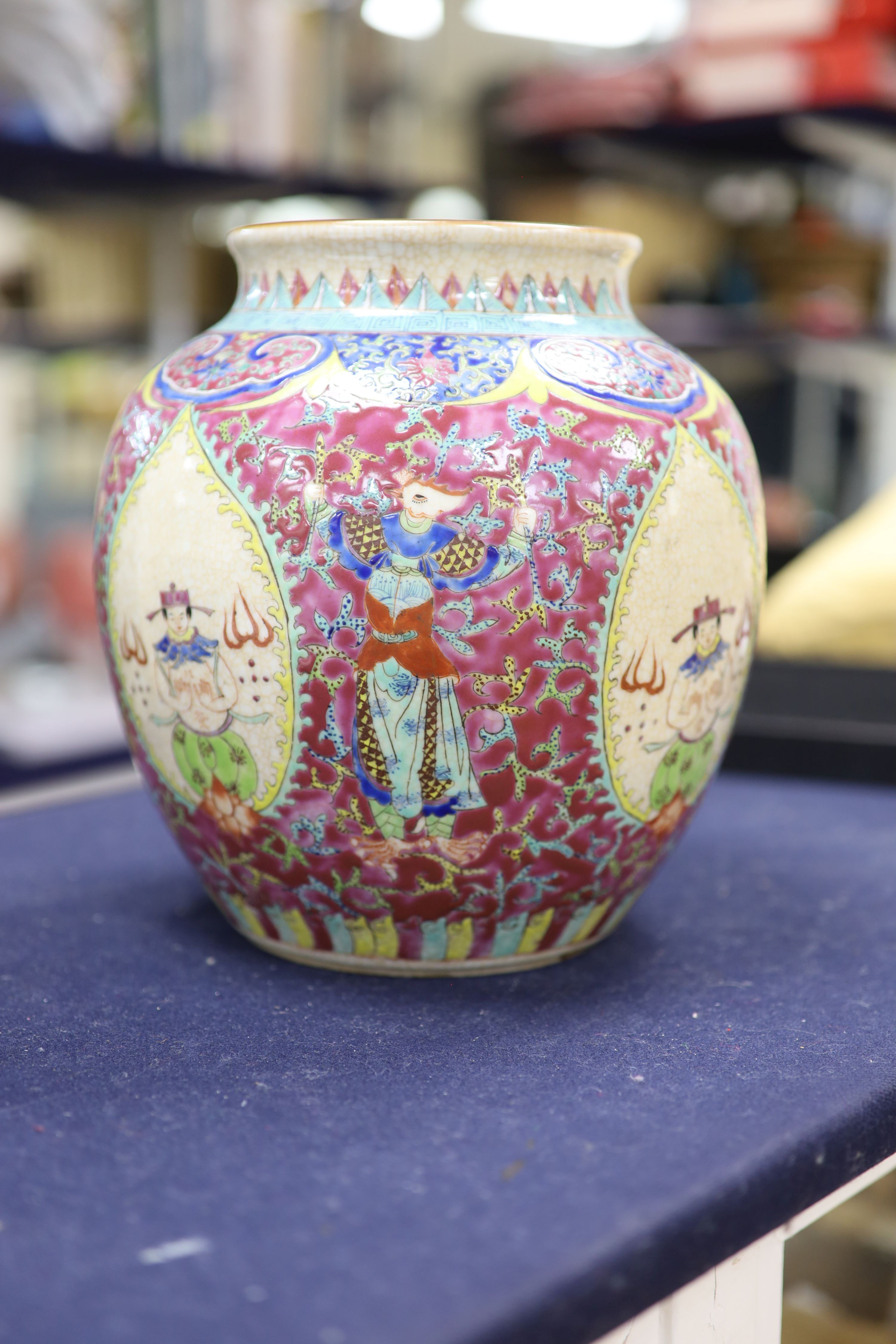 A Chinese famille rose vase made for the Thai market, height 23cm